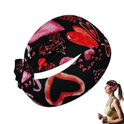 Stirnbänder für Damen, Boho-Haarreifen, Yoga-Workout-Kopfbänder – Haarreifen mit Liebesmuster, tragbares, elastisches, breites Stirnband, modisches Haar-Accessoire-Band für Mädchen und Frauen Qiyifang von qiyifang