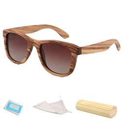 qiyifang Holzrahmen Sonnenbrille - Modische Holz-Sonnenbrille mit Etui | Schutz-Sonnenbrille für Damen und Herren von qiyifang