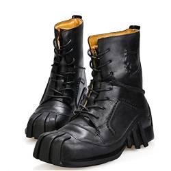 qsebhnj Leder Punk Stiefel Für Männer Schwarz,Winter Goth Dicken Boden Rock Stiefel Flache Schuhe Lässig Biker Stiefeletten,Geschenke Für Biker,Schwarz,43 EU von qsebhnj