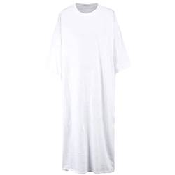 Nachthemd für Herren Baumwolle Sleepshirt Einteiler Pyjama Oberteil Nachtwäsche Pyjamaoberteil Schlafkleid für Männer Lässiges Langes T Shirt in Übergröße,Weiß,3XL von quanmengsh511