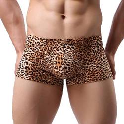 qudang Herren Boxershorts Leopard Muster Unterhose Sexy Unterwäsche Retroshorts Stretch Boxer Briefs Männer Hipster Baumwolle Slips Autmungsaktiv Herrenunterwäsche （Gelb ，XL von qudang