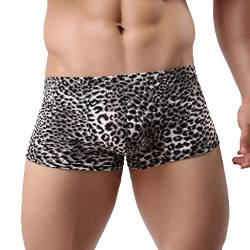 qudang Herren Boxershorts Leopard Muster Unterhose Sexy Unterwäsche Retroshorts Stretch Boxer Briefs Männer Hipster Baumwolle Slips Autmungsaktiv Herrenunterwäsche （Schwarz ，XXL von qudang