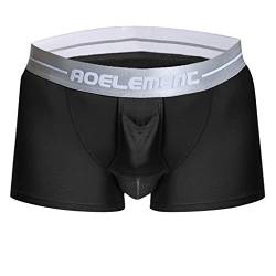 qudang Herren Boxershorts mit Bulge Beutel in Physiologische Gesundheit Design Unterhosen Männer Baumwolle Retroshorts Stretch Hipster Autmungsaktiv Boxer Short Briefs （Schwarz ，L von qudang