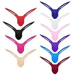 qudang Herren Sexy Strings 10er Pack Mini Slips Tanga Männer Baumwolle Thong Slips Low Rise Unterwäsche Bequeme Unterhose G-String Bikinis Erotik Dessous in Multicolour （Mehrfarbig ，M von qudang