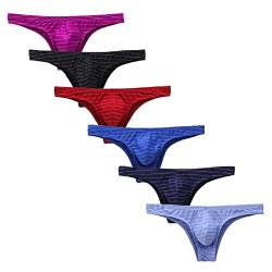 qudang Herren Strings 6er Pack T-Back Bikinis Tanga Sport Minislip Männer G-String Sexy Unterhosen Low Rise Erotik Unterwäsche Fahrrad Gym Clubwear Reizwäsche （Mehrfarbig, XL von qudang