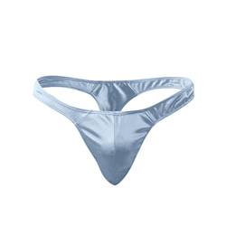 qudang Herren Strings Satin Tanga Männer Sissy Höschen Slip Unterhosen Sexy Slips Erotik Unterwäsche Low Rise Bikini Shorts Schlüpfer Reizunterwäsche （One Size ，Blau von qudang