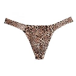 qudang Herren Strings Tanga Leopard Unterwäsche Mini Slips Briefs Sexy Tanga Männer Unterhose Atmungsaktive Low Rise T-Back Bikinis Erotik Unterwäsche Thong Höschen （Kaffee ，L von qudang