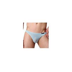 qudang Herren Strings Tanga Transparent EIS Seide Sexy Unterwäsche Männer Mini Slips Low-Rise Erotik Unterhose Sissy Dessous Klassische Strings Geschenk （Blau，M von qudang