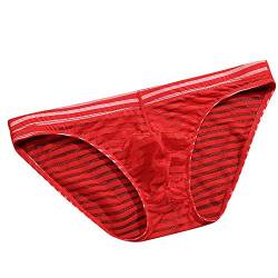 qudang Herren Transparent Slips EIS Seide Strings Streifen Tanga Männer Men Erotik Bikinis Sexy Unterwäsche Unterhosen Clubwear Minislip （Rot, XXL von qudang