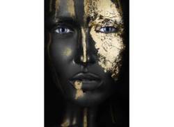 Acrylglasbild QUEENCE "Anuket" Bilder Gr. B/H: 100 cm x 150 cm, Acrylglasbild Frau Hochformat, 1 St., goldfarben (schwarz, goldfarben) Acrylglasbilder von queence
