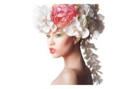 Acrylglasbild QUEENCE "Frau mit Blumenhut" Bilder Gr. B/H/T: 120 cm x 80 cm x 2,4 cm, rosa Acrylglasbilder von queence