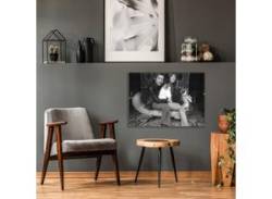 Acrylglasbild QUEENCE "Jane Birkin" Bilder Gr. B/H/T: 60 cm x 40 cm x 0,4 cm, Schwarz-Weiß-Frau-Mann-Stars Querformat, grau Acrylglasbilder von queence