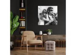 Acrylglasbild QUEENCE "Jane & Serge" Bilder Gr. B/H/T: 50 cm x 50 cm x 0,4 cm, Schwarz-Weiß-Frau-Mann-Stars quadratisch, grau Acrylglasbilder von queence