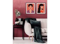 Bild QUEENCE "Ajosch" Bilder Gr. B/H: 50 cm x 70 cm, Wandbild Frau Hochformat, 2 St., rot Kunstdrucke von queence