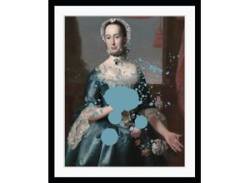 Bild QUEENCE "Alina" Bilder Gr. B/H: 50 cm x 70 cm, Wandbild Frau Hochformat, blau Kunstdrucke von queence