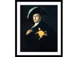 Bild QUEENCE "Angel" Bilder Gr. B/H: 50 cm x 70 cm, Wandbild Mann Hochformat, gelb (gelb, blau) Kunstdrucke von queence
