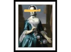 Bild QUEENCE "Ann-Kathrin" Bilder Gr. B/H: 50 cm x 70 cm, Wandbild Frau Hochformat, gelb (gelb, blau) Kunstdrucke von queence
