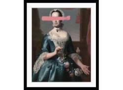 Bild QUEENCE "Ciara" Bilder Gr. B/H: 50 cm x 70 cm, Wandbild Frau Hochformat, blau (blau, rosa) Kunstdrucke von queence