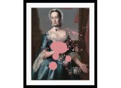 Bild QUEENCE "Clara" Bilder Gr. B/H: 50 cm x 70 cm, Wandbild Frau Hochformat, rosa (rosa, blau) Kunstdrucke von queence