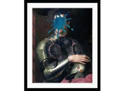Bild QUEENCE "Herbert" Bilder Gr. B/H: 50 cm x 70 cm, Wandbild Mann Hochformat, blau (blau, silber) Kunstdrucke von queence