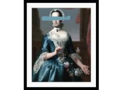 Bild QUEENCE "Leni" Bilder Gr. B/H: 50 cm x 70 cm, Wandbild Frau Hochformat, blau Kunstdrucke von queence