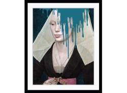 Bild QUEENCE "Nathalie" Bilder Gr. B/H: 50 cm x 70 cm, Wandbild Frau Hochformat, blau Kunstdrucke von queence