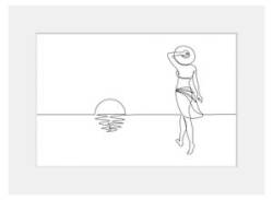 Bild QUEENCE "Walking On Sunshine" Bilder Gr. B/H: 60 cm x 50 cm, Wandbild Sonnenaufgang & -untergang Querformat, schwarz-weiß (weiß) Kunstdrucke Frau, gerahmt, Sonnenuntergang von queence