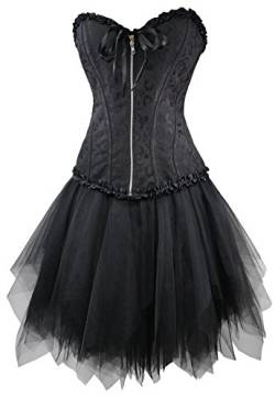 r-dessous Corsagenkleid schwarz Corsage + Mini Rock Petticoat Kleid Korsett Top Gothic Steampunk Übergrößen Groesse: S von r-dessous