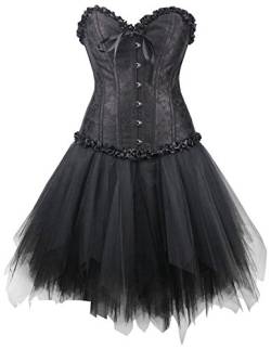 r-dessous Corsagenkleid schwarz Corsage + Mini Rock Petticoat Kleid Korsett Top Gothic Steampunk große Größen Groesse: 4XL von r-dessous
