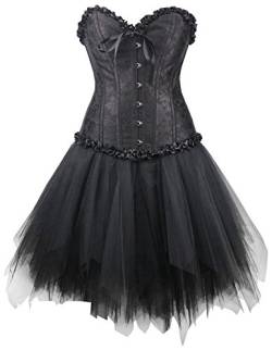 r-dessous Corsagenkleid schwarz Corsage + Mini Rock Petticoat Kleid Korsett Top Gothic Steampunk große Größen Groesse: L von r-dessous