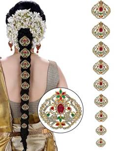 Radhna Haarschmuck Choti Jadai Billai indische Haarnadel Haarschmuck mit Haken Hochzeit Brautschmuck für Frauen - 9 Stück (KRLNNew09) von radhna