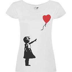 rainUP Banksy T-Shirt für Mädchen mit Ballon, weiß, Small von rainUP