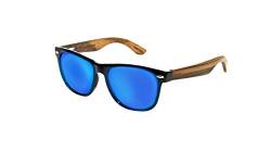 Rainbow Safety Sonnenbrille, polarisiert, verspiegelt, aus Holz, Vintage, Damen, Herren, RW-Miroirblau von rainbow safety