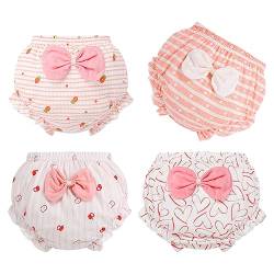 ranrann Baby Mädchen Bloomers Shorts Baumwolle Höschen Cartoon Druck Unterhose mit Rüschen Baby Kleinkind Unterwäsche A Rosa 80-86 von ranrann