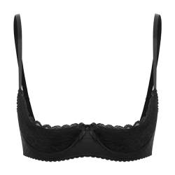 ranrann Damen Sexy Büstenhebe Hebe BH Push Up mit Bügel Offen Bra Spitzen Bustier Offene Brust Durchsichtig Erotische Ouvert Dessous Reizwäsche Top Typ_G_Schwarz M von ranrann