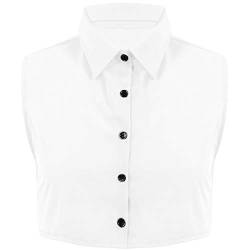 ranrann Herren Gefälschter Kragen Hemdkragen Halbes Hemd Shirt Top aus Baumwolle mit Knopfleiste Zubehör für Freizeit Uniform Weiß XXL von ranrann