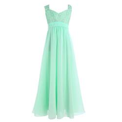 ranrann Mädchen Kleid Abendkleid Prinzessin Maxikleid Lang Ballkleid Blumenmädchenkleid Chiffon Spitze Brautkleid Elegant Hochzeit Geburtstag Kleidung Türkis 104/4 Jahre von ranrann