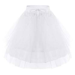 ranrann Mädchen Petticoat Reifrock Unterrock Prinzessin Tutu 5 Lage Mini Rock mit Kordelzug A-Linie Retro für Hochzeit Party Abend Weiß One Size von ranrann