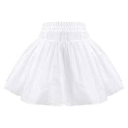 ranrann Mädchen Unterrock Weiß Petticoat Minirock Röckchen Kinder Krinoline Reifrock Vintage mit Gummibund für Partykleid Abendkleid Prinzessin Kleider Weiß 98-104/3-4 Jahre von ranrann