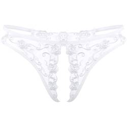 ranrann String Tanga Damen Sexy Panties Ouvert Slip Offener Schritt Unterhose Lingerie Unterwäsche Reizwäsche Frauen Spitze Dessous Low Rise Weiß One Size von ranrann