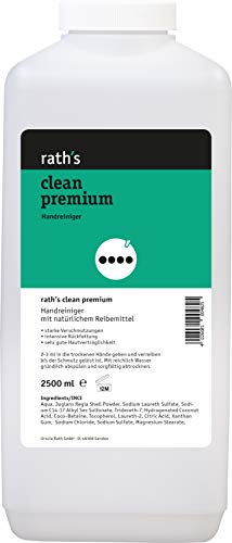 rath's clean premium - 2,5 Liter flüssiger Handreiniger/Handwaschpaste für starke/intensive Verschmutzungen. Mit Walnussschalenmehl als Reibemittel, mikroplastikfrei von rath's