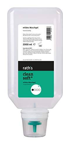 rath's clean soft - 2-Liter unparfümiertes mildes Waschgel für hautschonendes Händewaschen und zum Duschen - ideal für häufiges Händewaschen durch hohe Rückfettung von rath's