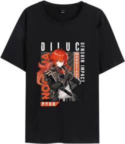 Genshin Impact T-Shirts Diluc Ragnvindr Pullover Summer T-Shirts Harajuku Casual T-Shirts Genshin Impact Diluc Ragnvindr T-Shirts for Unisex Adult T-Shirts & Hemden(Medium) von recognize