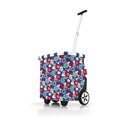 reisenthel carrycruiser Tragbarer Einkaufstrolley mit stabilem Aluminiumrahmen, Schultergurt und herausnehmbarer Netz-Innentasche Aus wasserabweisendem Material, Couleur:florist indigo von reisenthel