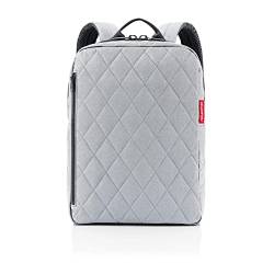 reisenthel classic backpack M rhombus light grey - durchdachter Rucksack, modernes Design mit Netzrücken - rechteckiger Boden für Stabilität von reisenthel