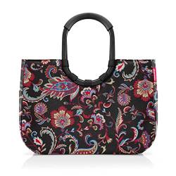 reisenthel loopshopper L frame paisley black – Stabile Tasche mit praktischen Fächern aus recycelten PET-Flaschen – Charmantes und wasserabweisendes Design von reisenthel