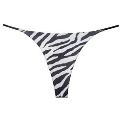 renvena Damen Bikinihose Brazilian String Tanga Thongs Slips Sexy Badeslip Low Rise Bademode Sommer Badebekleidung Swimwear Zebra-Stripe L von renvena