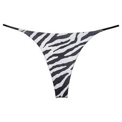 renvena Damen Bikinihose Brazilian String Tanga Thongs Slips Sexy Badeslip Low Rise Bademode Sommer Badebekleidung Swimwear Zebra-Stripe XL von renvena