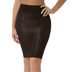 renvena Damen Nylon Minirock Sexy Unterrock Transparent Bodycon Rock Stretch Bleistiftrock Bandage Röckchen Unterwäsche Dessous Clubwear Schwarz One Size von renvena