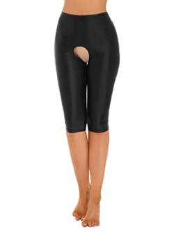 renvena Damen Ouvert Leggings Hose Kurz Sexy Unterhose Tights Pants Offener Schritt Nylon Strümpfe Unterwäsche Stretch Schwarz M von renvena